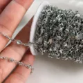 Catena con trifoglio e strass argento galvanizzato per collana braccialetto fai da te - K bianco