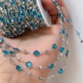 6mm Strasskette Kristall Besatz DIY Schmuckherstellung Armband Kleidung Zubehörteile - Seeblaues Strass - Weiß K Plattiert