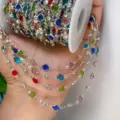 6mm farbige Strass Kette handgefertigt DIY Schmuck Zubehör Kupfer Basis Material - Bunter Strass - Weiß K Plattiert