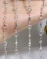 Nahaufnahme der 6mm Einfassung Glas Strass Kette DIY Schmuckzubehör aus Kupfer. - Weißer Strass - Dick Silber Plattiert