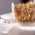 Catena con nappine di grano in strass dorato, accessorio per gioielli fai da te. - oro kc