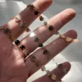 Catene di componenti stampati in oro rosa DIY con delicati motivi a cuore, triangolo e disco rotondo. - Triangolo / Mantenimento Colore KC Gold