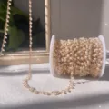 Rotolo di catena di perle fatte a mano per gioielli fai da te, filo di rame con piccole perle. - oro kc