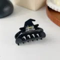Pince à cheveux chapeau de sorcière Halloween noir, pince requin élégante en résine. - Chapeau Magique(D8-4-26) / Noir