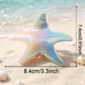 Aurora Starfish Hair Claw Clip, Laser Gradient Pearlescent Shark Clip Beach Style Ocean Hair Accessory - Blue Gradient