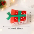 Molletta per capelli a scatola regalo di Natale, accessorio in acrilico rosso e verde. - Stile Scatola Regalo (d1)