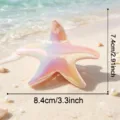 Holographic aurora starfish hair claw with size dimensions, perfect pearl gradient design. - Pink Gradient