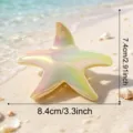 Dreamy aurora starfish hair claw, iridescent gradient pearlescent shark clip, variant style - Cyan Gradient