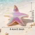 Dreamy aurora starfish hair claw clip laser gradient pearlescent shark clip for women beach style - Deep Purple Gradient