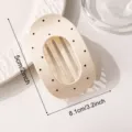 French minimalist milky white oval polka dot hair claw clip versatile chic accessory - White