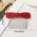 Red bow hair comb, cute mini insert comb, glossy red resin hair fork, side bangs styling accessory. - Red Bowtie