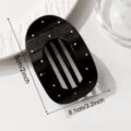 French retro polka dot oval hair clip minimalist dark duckbill barrette for women hair styling - Black