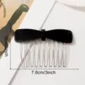 Korean style black bow hair comb metal teeth vintage mini hair fork side bangs hair pin accessory - Black Bowknot