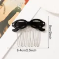 Korean style black glasses shape hair comb mini metal hair fork side bangs pin headwear - Black Glasses