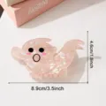 Süße schillernde Muschel Geister Haarklammer, Acryl Haarklammer für Damen, 8.9cm lang - Hellrosa Überraschter Geist