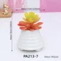 Artificial Succulent Plant White Ribbed Pot Mini Faux Greenery Bonsai Indoor Decor - Artificial Succulent(PA213-7)
