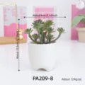 Mini artificial succulent potted plant in white ceramic pot for home and office decor. - PA209-8