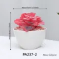 Artificial succulent plant in white ceramic pot, pink faux desktop green bonsai decor. - PA237-2