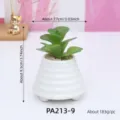 Artificial succulent potted plant with white ribbed ceramic pot for home and office desk decor. - Artificial Succulent(PA213-9)
