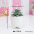 Mini artificial succulent in white ceramic pot for home office desk green plant decor. - PA209-9