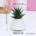 Artificial succulent plant in white ribbed ceramic pot with three feet, compact indoor decor. - Artificial Succulent(PA213-10)