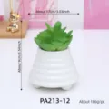 Pianta succulenta artificiale in vaso di ceramica scanalato bianco, decorazione da scrivania. - Pianta Succulenta Artificiale(PA213-12)