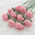 Handmade knitted pink rose crochet flower bouquet simulation gift home decor craft product - Bubble Rose / Pink