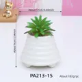 Pianta succulenta artificiale in vaso bianco a coste per decorazione d'interni - Pianta Succulenta Artificiale(PA213-15)