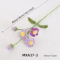 Handmade crochet daisy fern flower branch, knitted botanical home decoration accessory detail. - Daisy Purple
