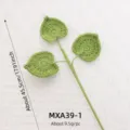 Close-up of handmade crochet green leaf branch detail, soft wool material, perfect decor. - Heart Leaf (Army Green)