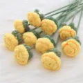 Handmade crochet yellow rose flower bouquet knitted artificial flowers for home decor display - Bubble Rose / Yellow