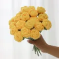 Handmade crochet yellow rose bouquet, beautiful knitted flower for home decor and gifts. - Bubble Rose (1 Pc) / Yellow