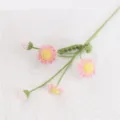 Handcrafted crochet daisy artificial flower wool knit multi-head home decor arrangement - Daisy Pink