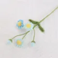Handmade crochet daisy flower stem, blue crochet floral branch for home decor and gifts. - Daisy Blue