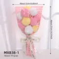Handmade crochet flower bouquet knitted wool roses gift for mother and teacher day decor - MXB38-1 / Pink
