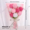 Handmade crochet tulip bouquet artificial flowers gift for women mothers day home decor - MXB38-2 / Pink White