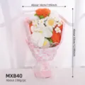 Handmade crochet flower bouquet pink rose knitted gift variant display item lovely present - MXB40 / Pink
