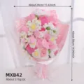Handmade crochet pink rose flower bouquet knitted floral gift for mother teacher day - MXB42