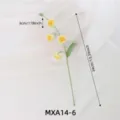 Handmade crochet yellow flower branch simulation knitted bouquet home decor gift 34cm - Puff Lily of the Valley Light Yellow
