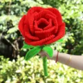 Giant handmade pipe cleaner giant red rose flower bouquet plush romantic gift main view - Bright Red Finished