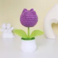 Handmade crochet purple tulip potted plant knitted flower for interior desk decorations - MXD01-1 (Purple Tulip)