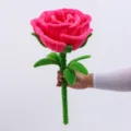 Giant handmade pipe cleaner rose flower plush pink bouquet artificial gift for holidays - Rose Red Finished Product