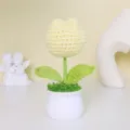 Handmade crochet tulip potted plant, yellow mini knitted flower home decor tabletop ornament - MXD01-4 (Yellow Tulip)