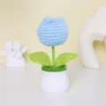 Plante pot de tulipe bleue au crochet faite à la main, mini fleur artificielle déco bureau. - MXD01-7 (Tulipe Bleue)