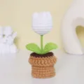 Plante en pot de tulipe blanche au crochet faite main, mini fleur tricotée déco maison. - MXD07-2 (Tulipe Blanche)