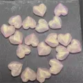 Cuentas de corazón acrílicas facetadas polvo de oro accesorios de joyería DIY para llaveros y dijes. - Rosa Claro
