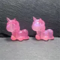 Detalles de los dijes de resina de unicornio con brillo de sirena rosa para joyas y cadenas. - 24*25MM/Aprox 160 Pzs / Rosa rojo