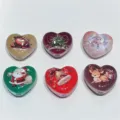 Cuentas en forma de corazón de Navidad estampadas de doble cara accesorios de joyería - Paquete de 100 Piezas (22x26mm) / Estilo Corazón