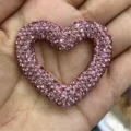 Pink rhinestone crystal heart DIY accessory charm for phone chain keychain pendant detail view - 109#