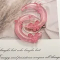 Colgantes de luna mariposa de resina con brillo rosa accesorios de joyeria DIY para funda movil - Rojo sandía